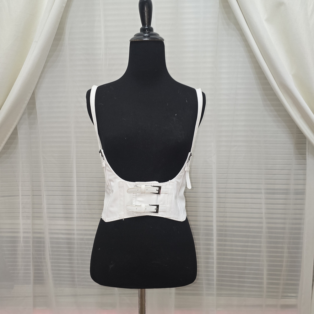 Women's Faux Leather Corset Vest Steampunk Harness Strechy Wide Cincher Buckle